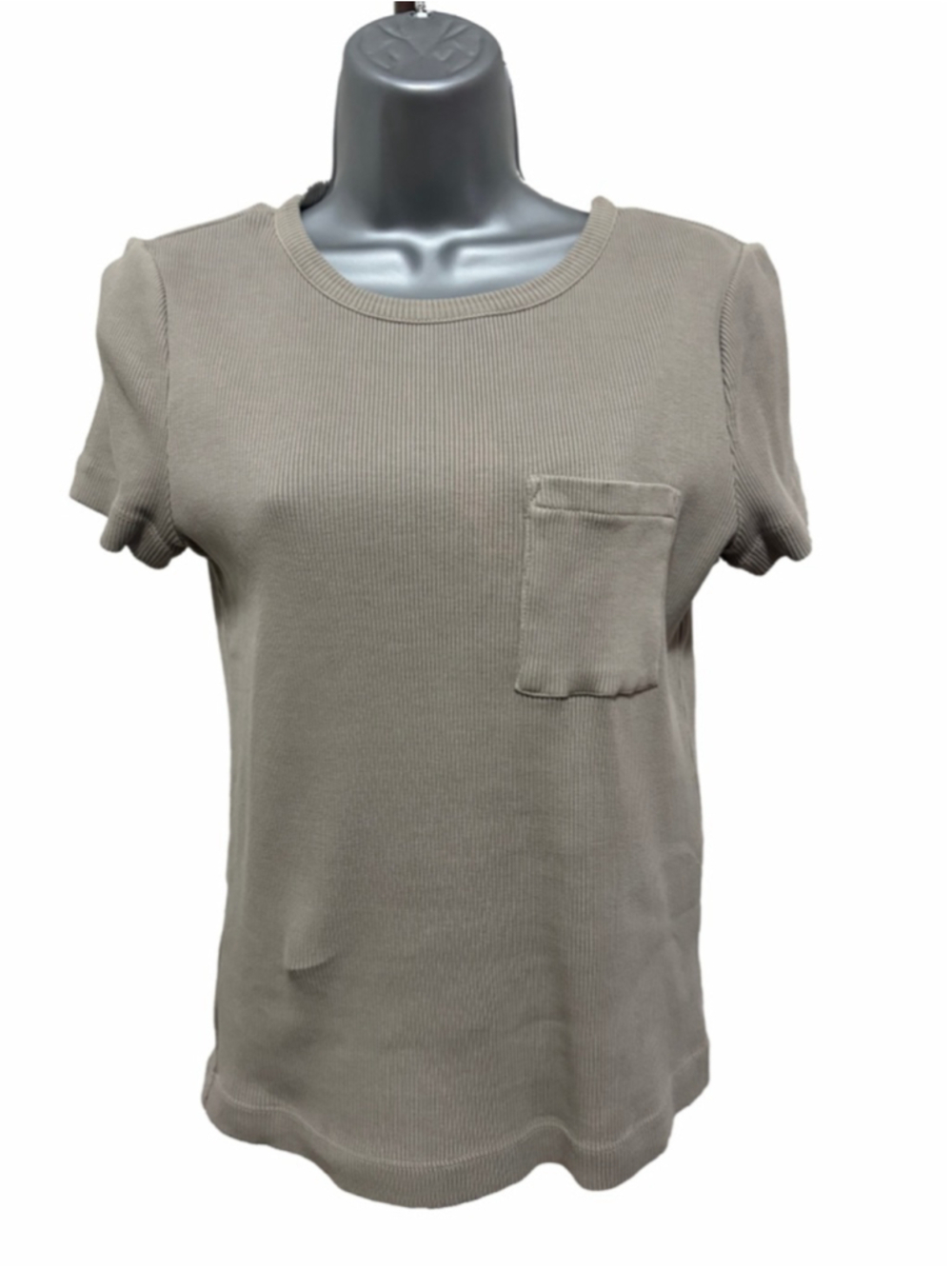 NWT Madewell Garment-Dyed Ribbed Crewneck Pocket Tee size medium gray NU846
